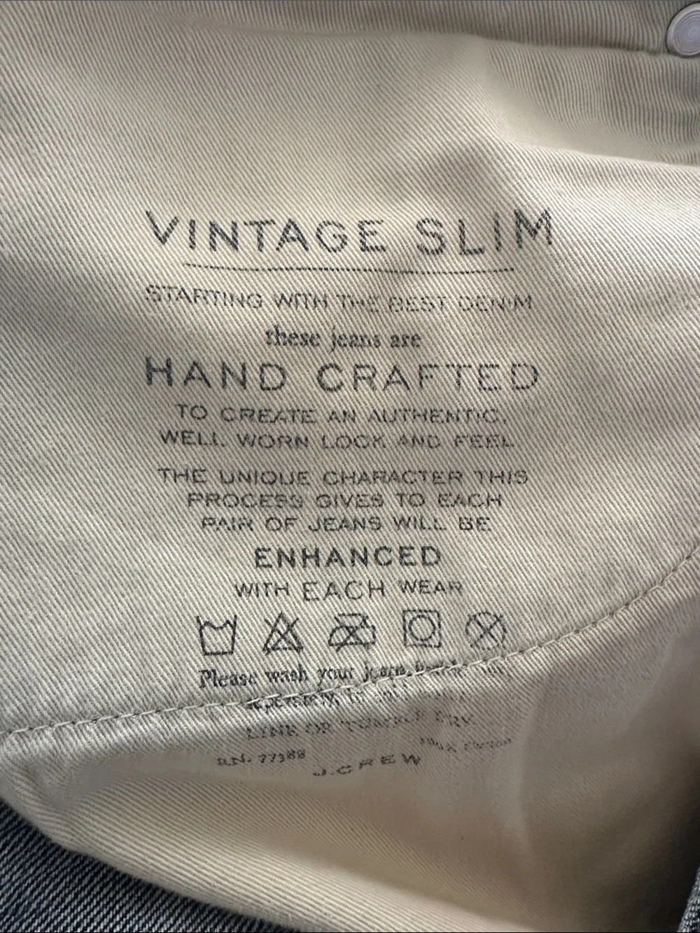 👖J. CREW men’s jeans vintage slim size 28 waist 32 long 38x32 denim